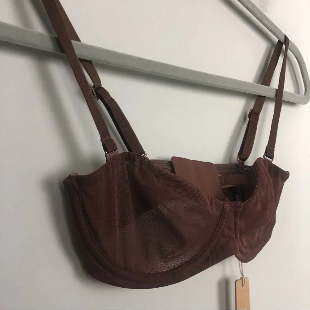 SKIMS | NEW Ultrafine Mesh Convertible Bra in Mahogany Women’s Size 30B - Picture 5 of 12
